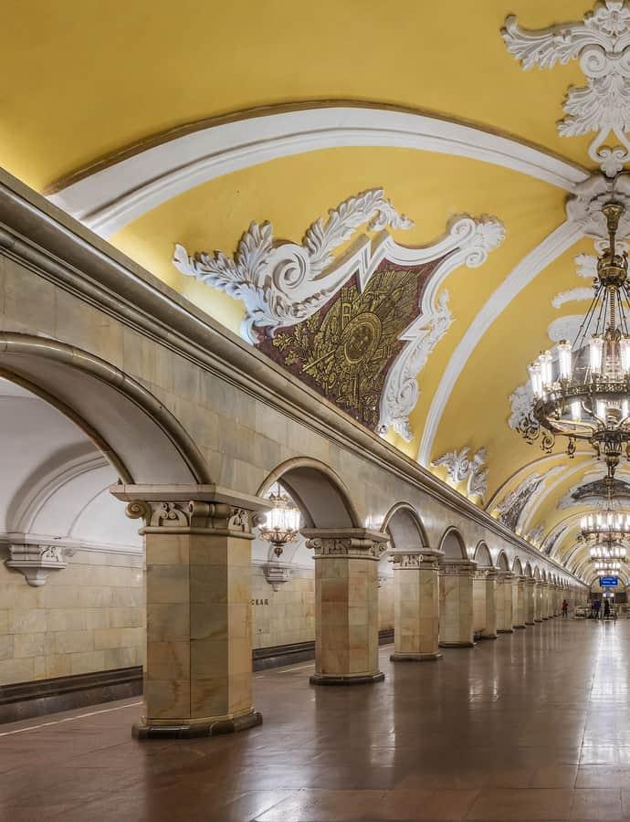 Komsomolskaya metro station, Moscow, Russia